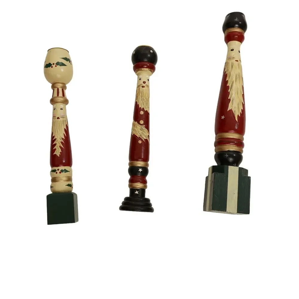 House of‎ Lloyd Christmas Around the World set of 3 Santa candlestick holders